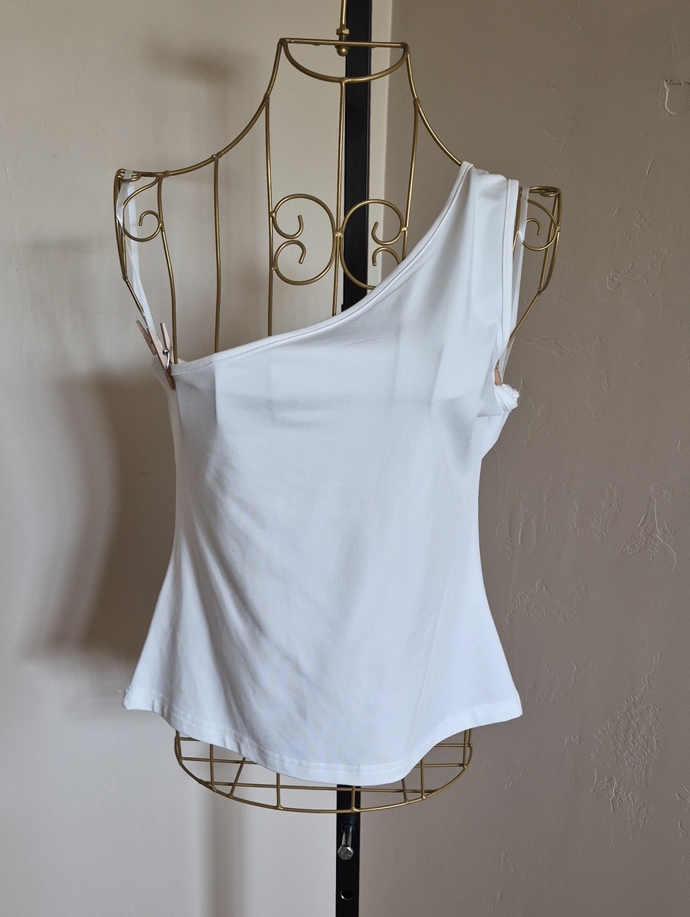 SHEIN White Asymmetric One-Shoulder Tank Top Size L